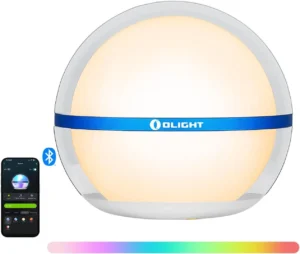 Olight Sphere Smart Night Light with App Control, 75 Lumens Stepless Dimming & RGB Colors for Bedroom, Nursery, or Relaxation