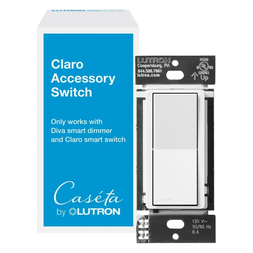 Lutron Caseta Smart Accessory Switch for 3-Way Setups | Works with Diva Dimmer & Claro Switch