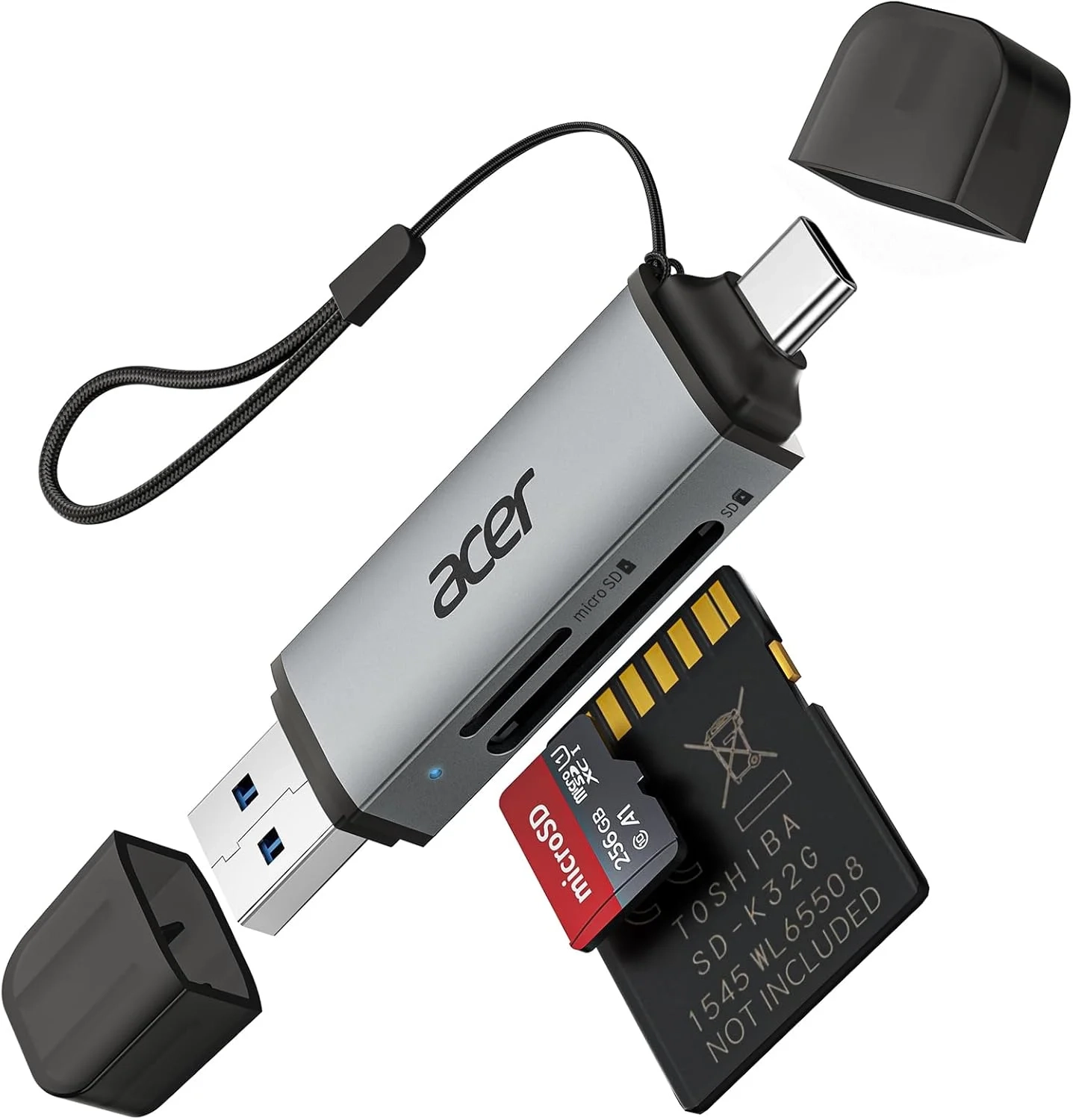 Acer USB C SD Card Reader with Dual Slots for Micro SD and SD Cards