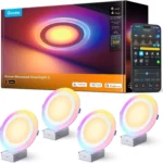 Govee 6 Inch Smart Recessed Lights 4 Pack, Matter RGBIC Color Changing Downlights with Junction Box, Dimmable 1100LM, Works with Alexa & Google Assistant for Bedroom, Kitchen, Living Room