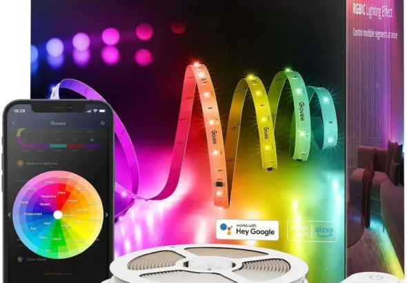 Govee 100ft Smart LED Strip Lights with WiFi App Control, Works with Alexa and Google Assistant for Color Changing Bedroom Lighting (2 x 50ft)