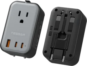TESSAN Universal Travel Adapter with 20W PD USB C Fast Charging, Ultra Thin Worldwide Power Plug for Europe UK Italy Spain New Zealand (Type C G A I)