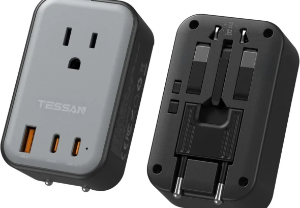 TESSAN Universal Travel Adapter with 20W PD USB C Fast Charging, Ultra Thin Worldwide Power Plug for Europe UK Italy Spain New Zealand (Type C G A I)