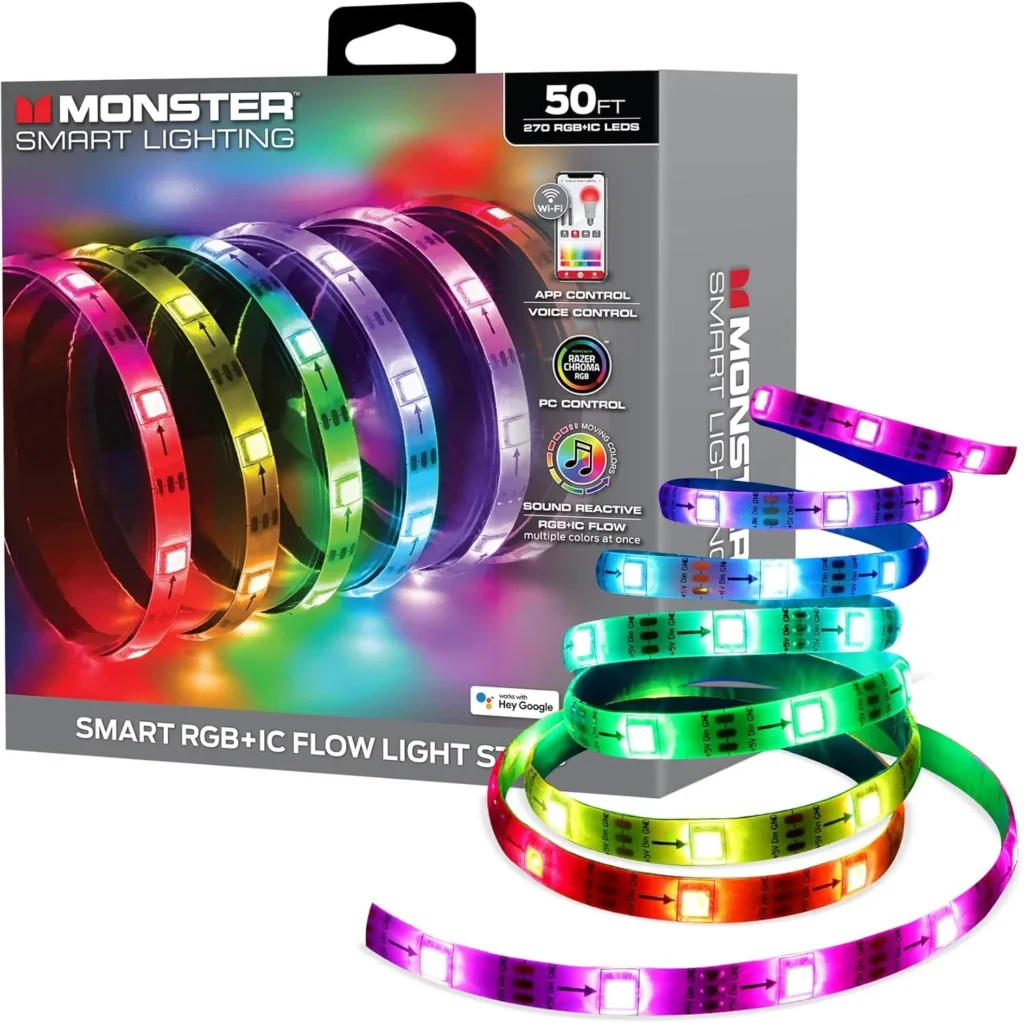 Monster Smart RGB+IC LED Strip Lights 50ft