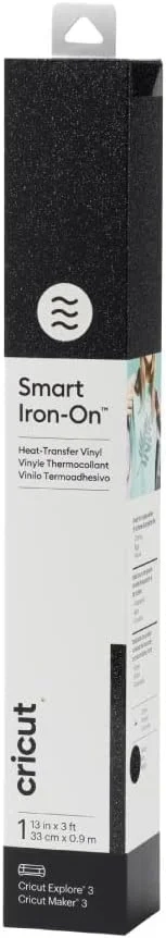 Cricut Smart Iron On Vinyl, Glitter Black, 13x3 Feet for Matless Cutting on Explore 3 & Maker 3