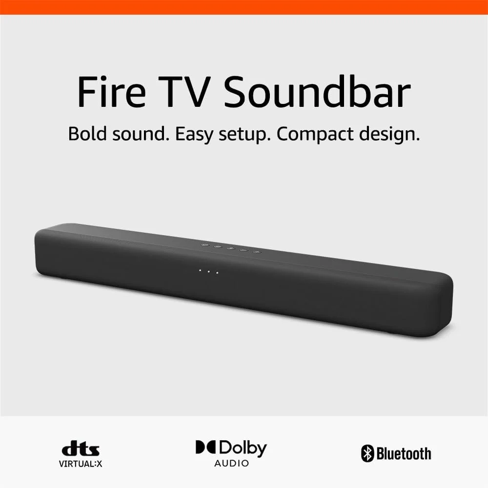 Amazon Fire TV Soundbar with DTS Virtual:X, Dolby Audio, and Bluetooth for Enhanced TV Audio
