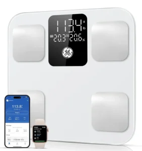 GE Smart Scale with Bluetooth App: Highly Accurate Digital Bathroom Scale for Body Weight, Fat, BMI & 14 Body Composition Measurements, 400 lb Capacity
