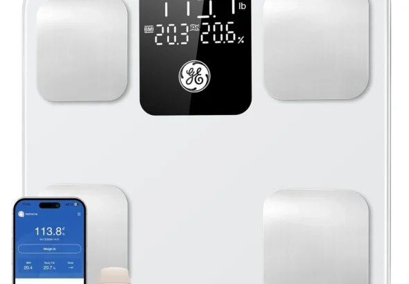 GE Smart Scale with Bluetooth App: Highly Accurate Digital Bathroom Scale for Body Weight, Fat, BMI & 14 Body Composition Measurements, 400 lb Capacity