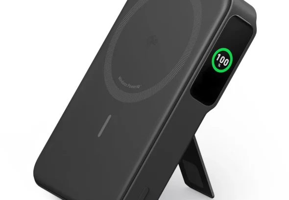 Anker MagGo Power Bank with Foldable Stand: Qi2 Certified 15W Fast Magnetic Charger, 10,000mAh Portable Charger for iPhone 15, 14, 13, 12 (Includes USB