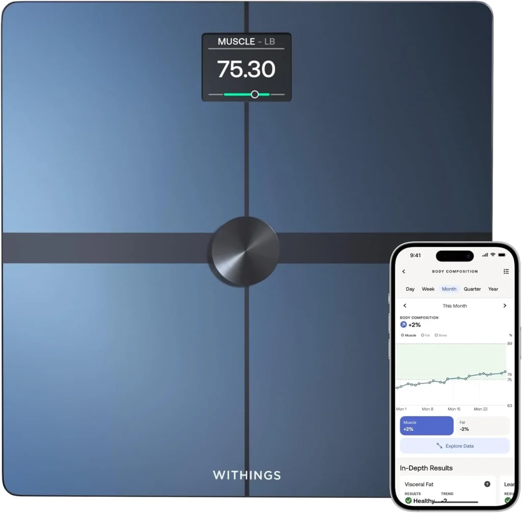 WITHINGS Body Smart Scale: Accurate Weight and Body Fat Percentage Tracker with Wi
