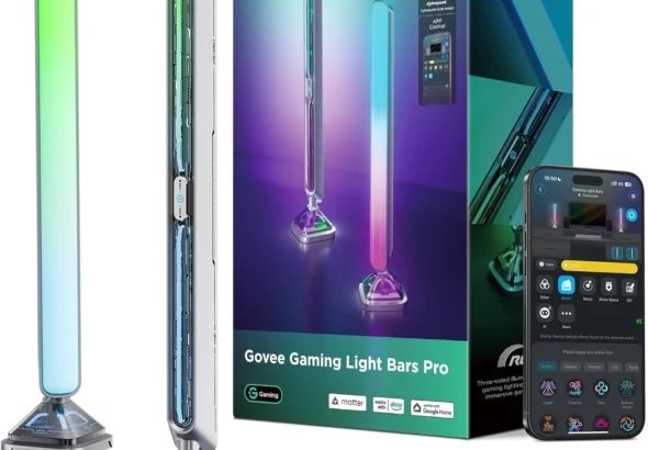 Govee Gaming Light Bars Pro: 16-Inch Triple-Sided RGBIC LED Lights with Music Sync, Wi
