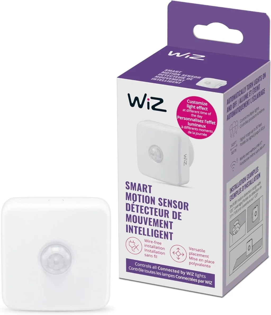 WiZ Smart Motion Sensor for Home Security - Wi-Fi Connected Motion Detector with Alexa & Google Assistant Compatibility (White, 1
