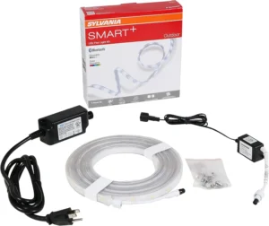 SYLVANIA Smart Outdoor LED Strip Lights, 16.4 ft Bluetooth Color Changing Light Strip with Alexa & Google Home Control, Waterproof for Patio, Deck, and Landscape Lighting