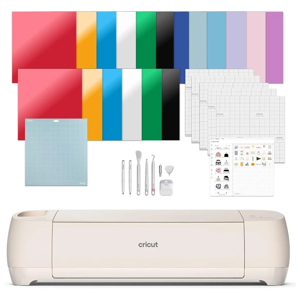 Cricut Explore 4 Smart Cutting Machine in Seashell with Essential Bundle for Vinyl, HTV, Cardstock, Tools, and Design Space Images