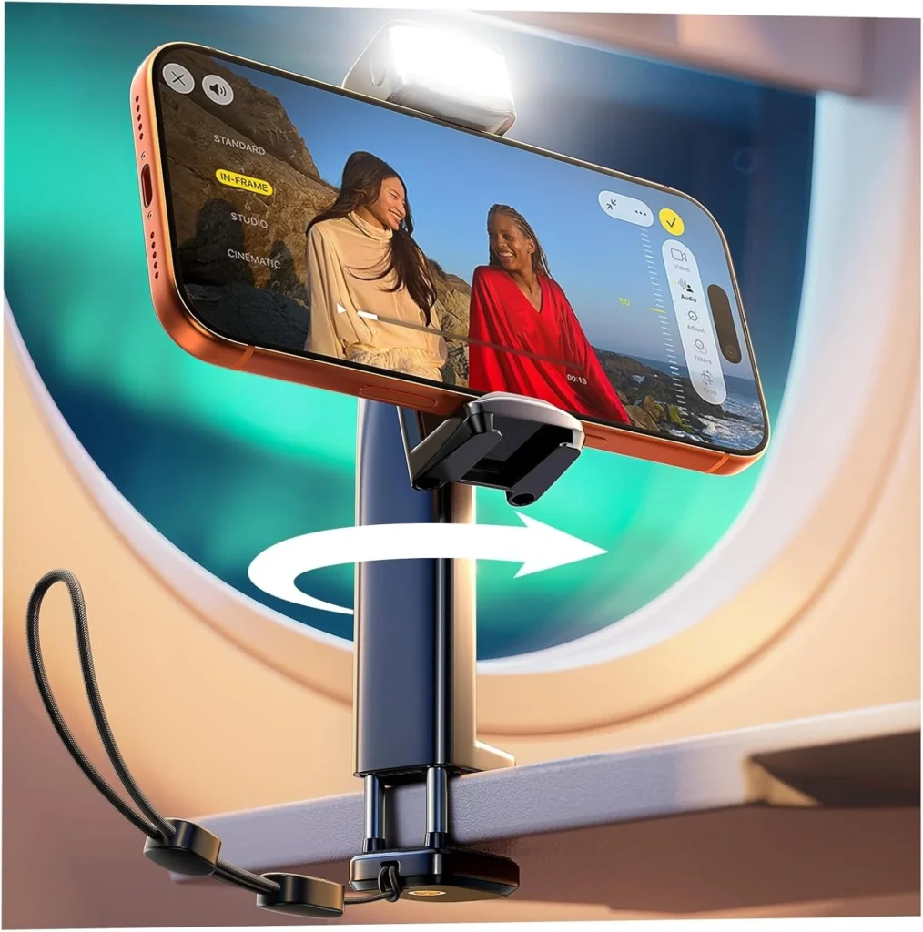 LISEN Airplane Phone Holder Mount with LED Light