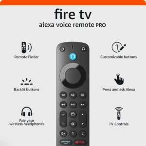 Amazon Fire TV Alexa Voice Remote Pro with Remote Finder, Backlit Buttons, and TV Controls (Newest Model)