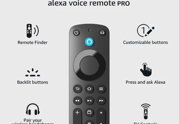 Amazon Fire TV Alexa Voice Remote Pro with Remote Finder, Backlit Buttons, and TV Controls (Newest Model)