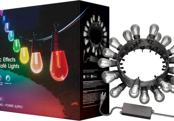 GE Cync Dynamic Effects Smart Cafe Lights: 48ft Color Changing Patio String Lights, Works with Alexa and Google Assistant