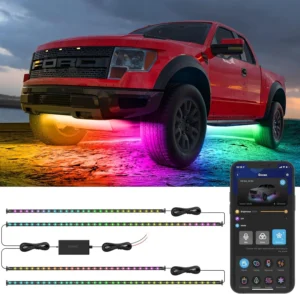 Govee RGBIC Underglow Car Lights with App Control: 4pc Smart LED Strip Kit, 16 Million Colors, 10 Scene Modes for Cars, Trucks, and SUVs (12