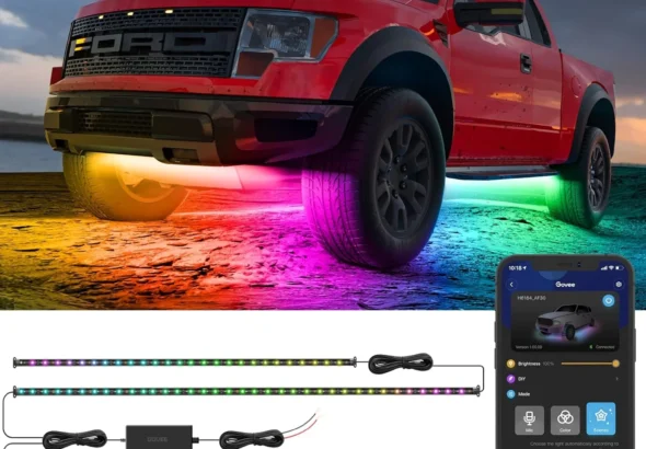 Govee RGBIC Underglow Car Lights with App Control: 4pc Smart LED Strip Kit, 16 Million Colors, 10 Scene Modes for Cars, Trucks, and SUVs (12