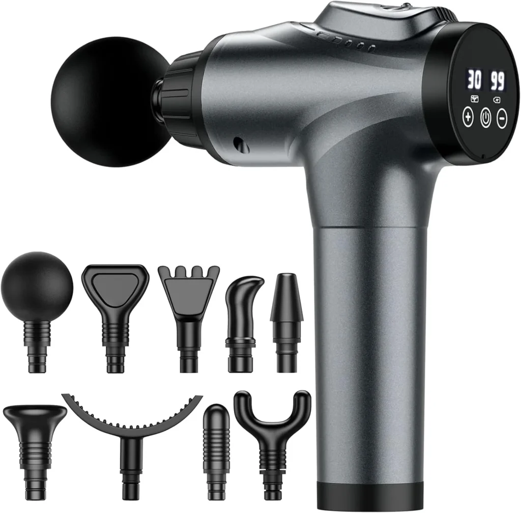 Massage Gun for Athletes with 9 Heads and 30 Speeds