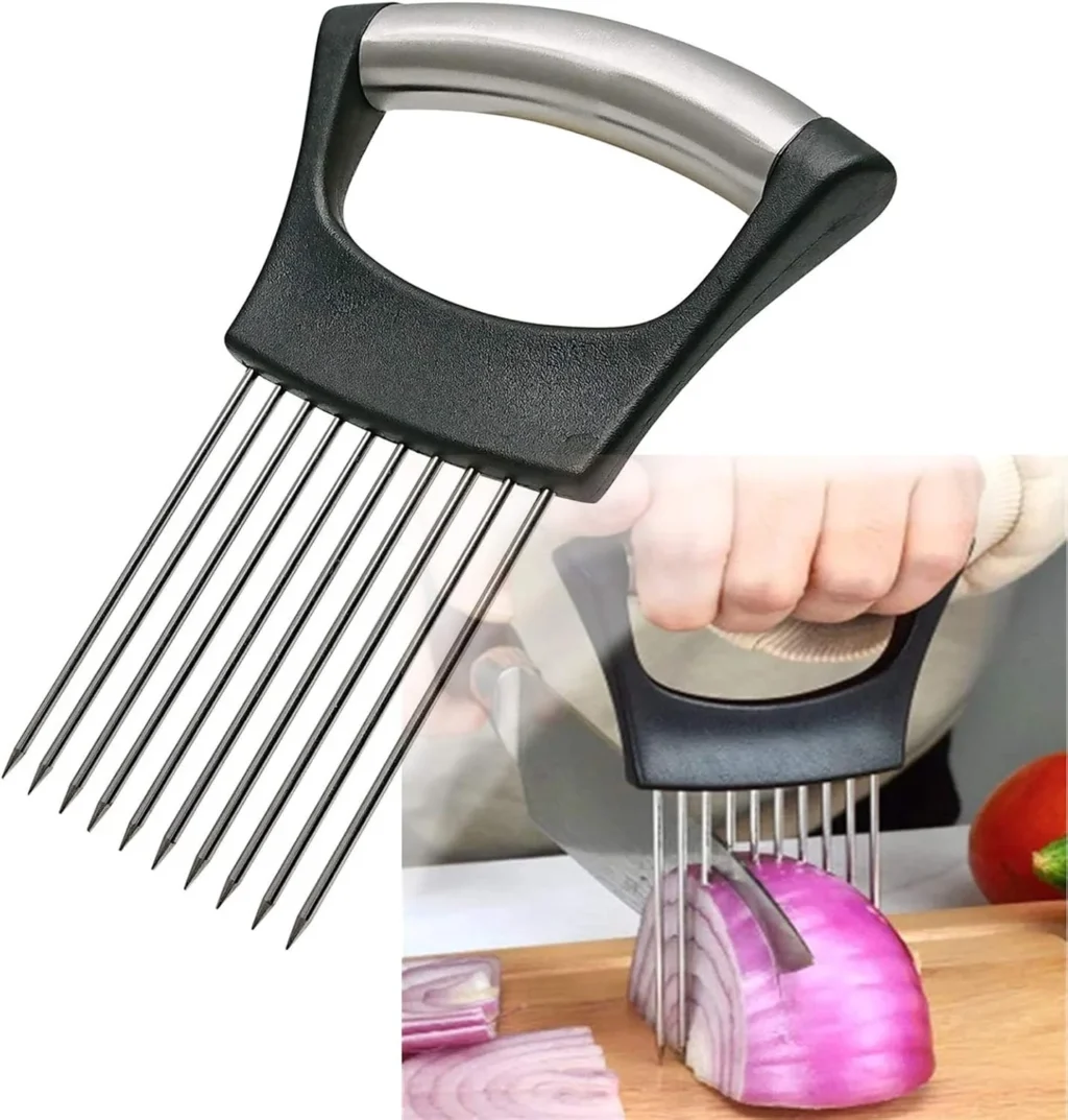 Stainless Steel Onion Slicer Holder for Vegetables and Eggs