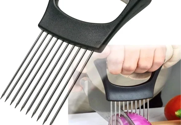 Stainless Steel Onion Slicer Holder for Vegetables and Eggs