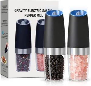 Gravity Electric Salt and Pepper Grinder Set - Adjustable, Battery